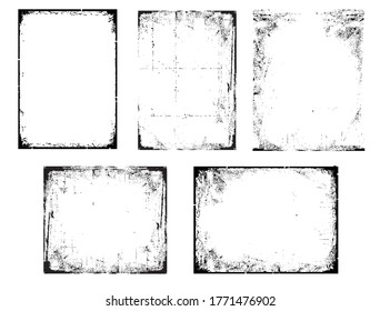 Grunge Black and White urban vector texture Frames. Distressed texture background. Collection of urban grunge abstract textures on white for design