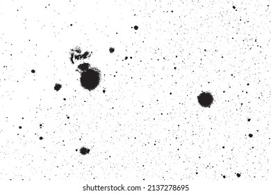 Grunge Black And White Urban Vector Texture Template. Dark Messy Dust Overlay Distress Background. Easy To Create Abstract Dotted, Scratched, Vintage Effect With Noise And Grain
