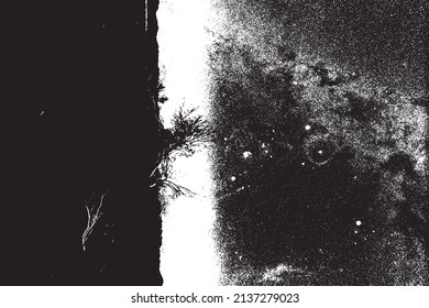 Grunge Black And White Urban Vector Texture Template. Dark Messy Dust Overlay Distress Background. Easy To Create Abstract Dotted, Scratched, Vintage Effect With Noise And Grain