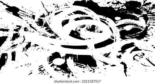 Grunge Black And White Urban Vector Texture Template. Dark Messy Dust Overlay Distress Background. Easy To Create Abstract Dotted, Scratched, Vintage Effect With Noise And Grain