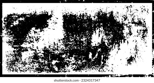 Grunge Black And White Urban Vector Texture Template. Dark Messy Dust Overlay Distress Background. Easy To Create Abstract Dotted, Scratched, Vintage Effect With Noise And Grain