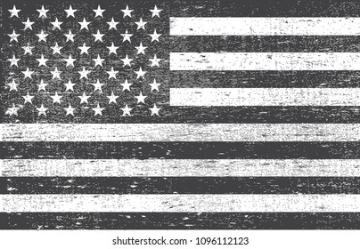 Grunge black and white USA flag.Vector American flag.