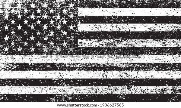 Grunge Black White Usa Flagvintage American Stock Vector Royalty Free