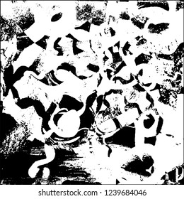 Grunge black and white vector abstract background of scratches, cracks, chips