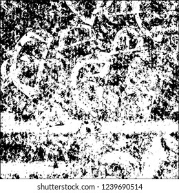 Grunge black and white vector abstract background of scratches, cracks, chips