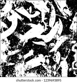 Grunge black and white vector abstract background of scratches, cracks, chips