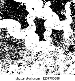 Grunge black and white vector abstract background of scratches, cracks, chips
