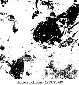 Grunge black and white vector abstract background of scratches, cracks, chips