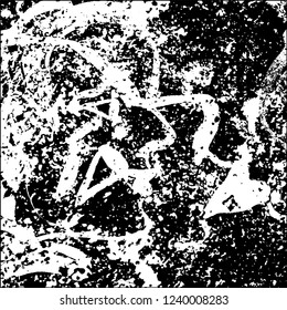 Grunge black and white vector abstract background of scratches, cracks, chips