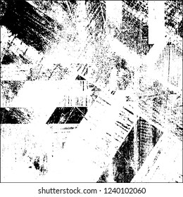 Grunge black and white vector abstract background of scratches, cracks, chips