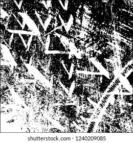 Grunge black and white vector abstract background of scratches, cracks, chips