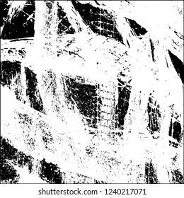 Grunge black and white vector abstract background of scratches, cracks, chips
