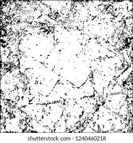 Grunge black and white vector abstract background of scratches, cracks, chips