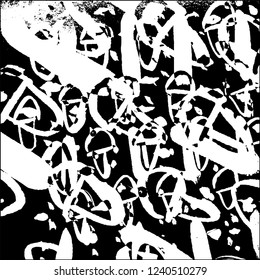 Grunge black and white vector abstract background of scratches, cracks, chips