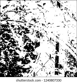 Grunge black and white vector abstract background of scratches, cracks, chips