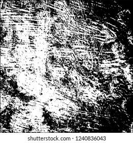 Grunge black and white vector abstract background of scratches, cracks, chips