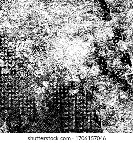 Grunge black and white. Vector abstract monochrome background. Dirty texture pattern