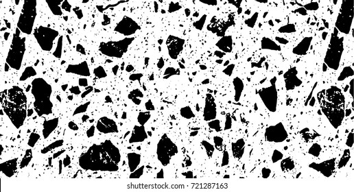 Grunge black and white vector. Abstract texture monochrome. Background of cracks, scuffs, chips, stains of ink. Dark background for printing and design