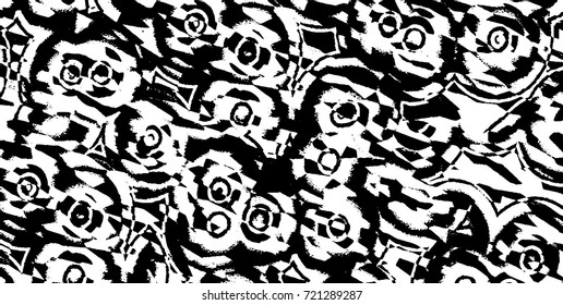 Grunge black and white vector. Abstract texture monochrome. Background of cracks, scuffs, chips, stains of ink. Dark background for printing and design