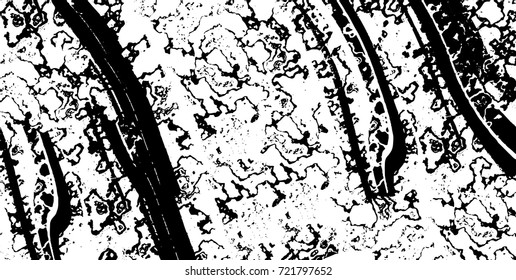 Grunge black and white vector. Abstract texture monochrome. Background of cracks, scuffs, chips, stains of ink. Dark background for printing and design