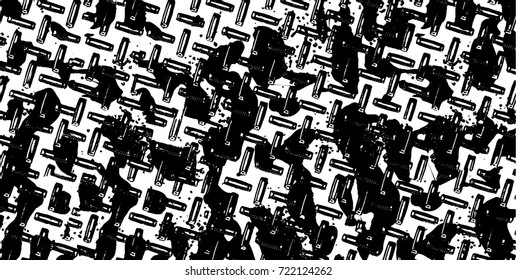 Grunge black and white vector. Abstract texture monochrome. Background of cracks, scuffs, chips, stains of ink. Dark background for printing and design