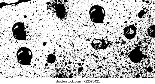Grunge black and white vector. Abstract texture monochrome. Background of cracks, scuffs, chips, stains of ink. Dark background for printing and design
