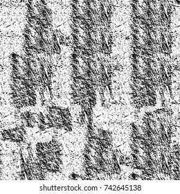 Grunge black and white vector. Abstract texture monochrome. Overlay aged grainy messy template. Empty aging design element. Brushed black paint cover