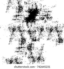 Grunge black and white vector. Abstract texture monochrome. Overlay aged grainy messy template. Empty aging design element. Brushed black paint cover