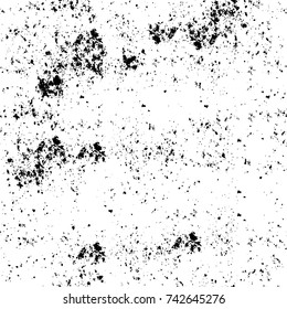 Grunge black and white vector. Abstract texture monochrome. Overlay aged grainy messy template. Empty aging design element. Brushed black paint cover