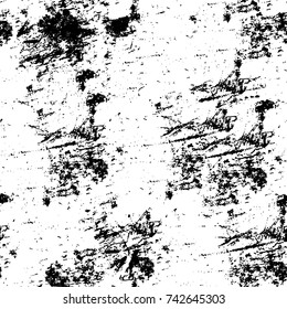 Grunge black and white vector. Abstract texture monochrome. Overlay aged grainy messy template. Empty aging design element. Brushed black paint cover