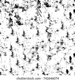 Grunge black and white vector. Abstract texture monochrome. Overlay aged grainy messy template. Empty aging design element. Brushed black paint cover