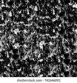 Grunge black and white vector. Abstract texture monochrome. Overlay aged grainy messy template. Empty aging design element. Brushed black paint cover