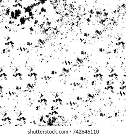 Grunge black and white vector. Abstract texture monochrome. Overlay aged grainy messy template. Empty aging design element. Brushed black paint cover