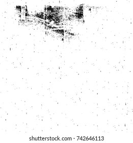 Grunge black and white vector. Abstract texture monochrome. Overlay aged grainy messy template. Empty aging design element. Brushed black paint cover