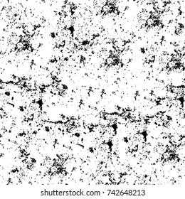 Grunge black and white vector. Abstract texture monochrome. Overlay aged grainy messy template. Empty aging design element. Brushed black paint cover