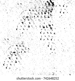 Grunge black and white vector. Abstract texture monochrome. Overlay aged grainy messy template. Empty aging design element. Brushed black paint cover