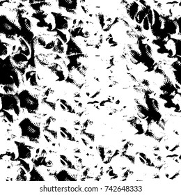 Grunge black and white vector. Abstract texture monochrome. Overlay aged grainy messy template. Empty aging design element. Brushed black paint cover