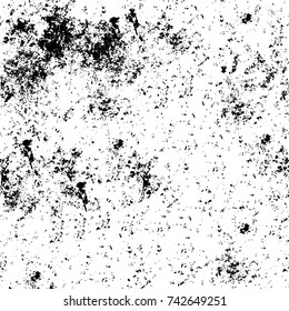 Grunge black and white vector. Abstract texture monochrome. Overlay aged grainy messy template. Empty aging design element. Brushed black paint cover