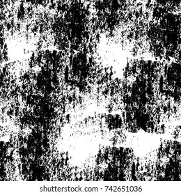 Grunge black and white vector. Abstract texture monochrome. Overlay aged grainy messy template. Empty aging design element. Brushed black paint cover
