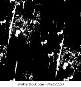 Grunge black and white vector. Abstract texture monochrome. Overlay aged grainy messy template. Empty aging design element. Brushed black paint cover