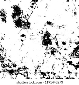 Grunge black and white vector background. Gloomy monochrome texture of cracks, scuffs. Pattern of chips and scratches