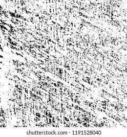 Grunge black and white vector background. Gloomy monochrome texture of cracks, scuffs. Pattern of chips and scratches