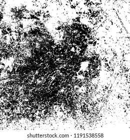 Grunge black and white vector background. Gloomy monochrome texture of cracks, scuffs. Pattern of chips and scratches