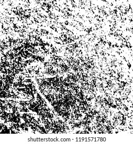 Grunge black and white vector background. Gloomy monochrome texture of cracks, scuffs. Pattern of chips and scratches