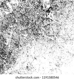 Grunge black and white vector background. Gloomy monochrome texture of cracks, scuffs. Pattern of chips and scratches