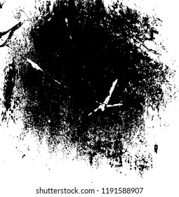 Grunge black and white vector background. Gloomy monochrome texture of cracks, scuffs. Pattern of chips and scratches