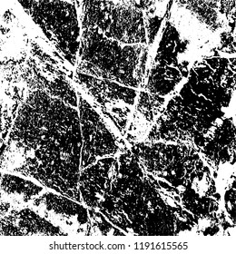 Grunge black and white vector background. Gloomy monochrome texture of cracks, scuffs. Pattern of chips and scratches
