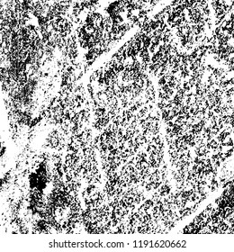 Grunge black and white vector background. Gloomy monochrome texture of cracks, scuffs. Pattern of chips and scratches