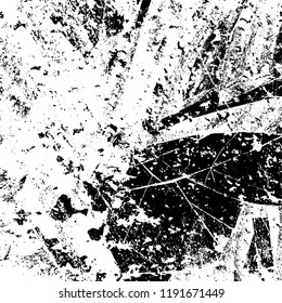 Grunge black and white vector background. Gloomy monochrome texture of cracks, scuffs. Pattern of chips and scratches