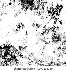 Grunge black and white vector background. Gloomy monochrome texture of cracks, scuffs. Pattern of chips and scratches